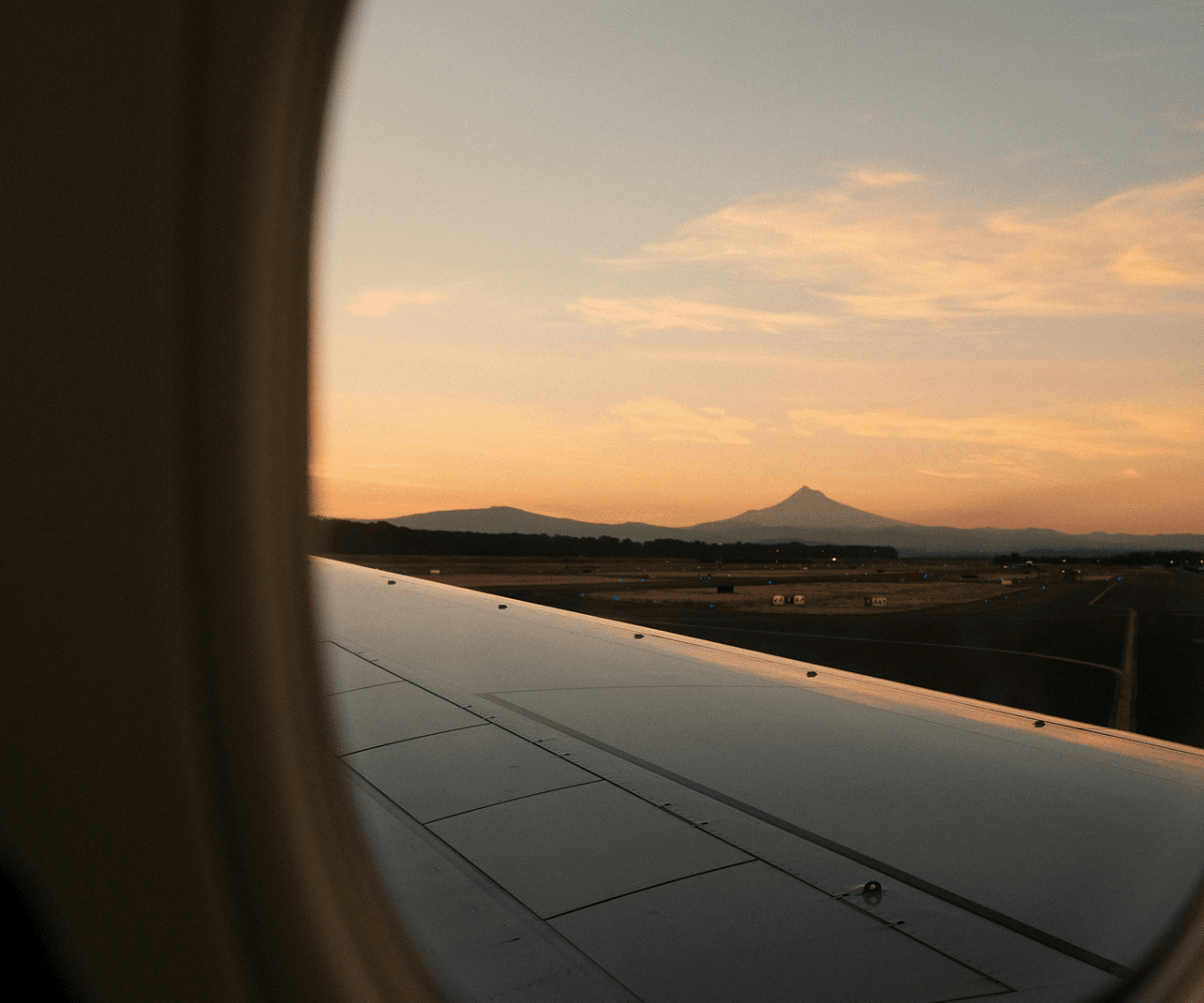 View of an airport from an airplane window